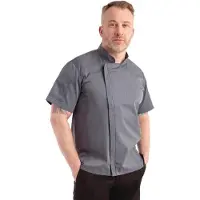 Chef Works Urban Springfield unisex koksbuis met rits korte mouw inktblauw XS, Borstomvang: 81-86cm