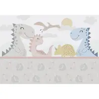Consalnet Behangpapier Dinosaurussen XXL – Kinderbehang Dinosaurus Kinderkamer – Fotobehang – 368 x 254 cm – Grijs