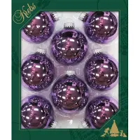 Krebs 16x stuks glazen kerstballen 7 cm amethist paars glans kerstboomversiering - Kerstversiering/kerstdecoratie