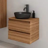 Fontana Proma badmeubel 60cm met zwarte waskom walnoot