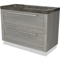 Maxaro Modulo Badkamermeubel met wastafel | 100 cm Grijs eiken Kader front Natuursteen 2 lades onder elkaar