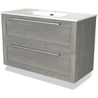 Maxaro Modulo Badkamermeubel met wastafel | 100 cm Grijs eiken Kader front Keramiek 2 lades onder elkaar