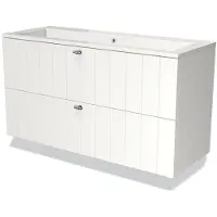 Maxaro Modulo Badkamermeubel met wastafel | 120 cm Mat wit Lamel front Mineraalmarmer 2 lades onder elkaar