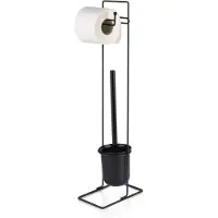 BathLAB by MONDEX | Toiletrolhouder Carli met toiletborstel metaal zwart 18x11x59 cm toiletrolhouders | NADUVI