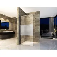 Klea Eco Inloopdouchewand Antikalk Met Chroom Profiel En Stabilisatiestang 8mm Veiligheidsglas 1000x2000mm Half Mat