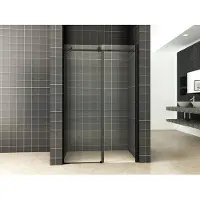 Klea Nisdeur Dubbele Douche Schuifdeur Met Mat Zwart Profiel 140x200cm 8mm Antikalk Veiligheidsglas Met NANO Coating