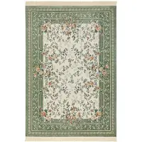 Home Collection Vloerkleed Antik Flowers - creme, groen 95 x 140 cm