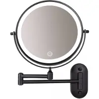 Guido Gusto Make-up spiegel wand 10x vergrotend met dimbare LED verlichting mat zwart