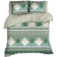 Satin d'or Dekbedovertrek Courban Saliegroen Satijn-240 x 200 / 220 cm | Lits-Jumeaux