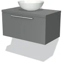 Maxaro Modulo Plato Badkamermeubel voor waskom | 80 cm Middengrijs Vlak front Middengrijs blad 1 lade