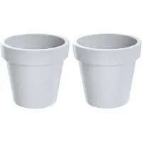 Prosperplast Set van 2x stuks grote witte kunststof bloempotten/plantenpotten 60 cm - Plantenpotten
