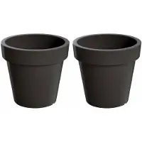 Prosperplast Set van 2x stuks grote antraciet kunststof bloempotten/plantenpotten 60 cm - Plantenpotten