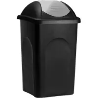 Stefanplast Vuilnisbak met Klapdeksel – 60Liter Kunststof – Zwart Zilver