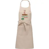 Kariban Naamcadeau - Naamschort - Keukenschort met je naam - BBQ schort - verjaardag - vaderdag - beige - het smaakt het lekkerst bij: Thomas