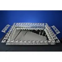 Nee Luxe Spiegel Dienblad met Kristallen Rand – Decoratieve Tray met Handgrepen | Model 049