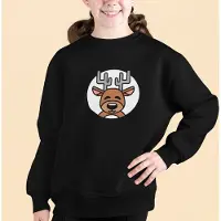 B&C Kersttrui Zwart Kind - Rendier (12-14 jaar - MAAT 158/164) - Kerstkleding voor jongens & meisjes