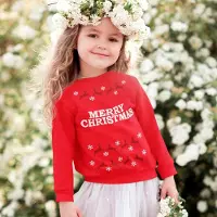 B&C Kersttrui Rood Kind - Merry Christmas Rendieren (7-8 jaar - MAAT 122/128) - Kerstkleding voor jongens & meisjes