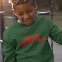 B&C Kersttrui Groen Kind - Merry Christmas Red (3-4 jaar - MAAT 98/104) - Kerstkleding voor jongens & meisjes