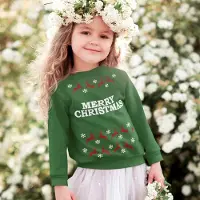 B&C Kersttrui Groen Kind - Merry Christmas Rendieren (9-11 jaar - MAAT 134/140) - Kerstkleding voor jongens & meisjes