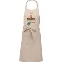 Kariban Naamcadeau - Naamschort - Keukenschort met je naam - BBQ schort - verjaardag - vaderdag - beige - het smaakt het lekkerst bij: Nicolaas