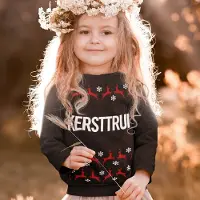 B&C Foute Kersttrui Zwart Kind - Kersttrui Rendieren (9-11 jaar - MAAT 134/140) - Kerstkleding voor jongens & meisjes