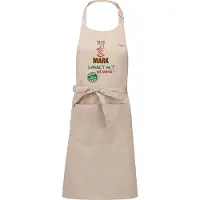 Kariban Naamcadeau - Naamschort - Keukenschort met je naam - BBQ schort - verjaardag - vaderdag - beige - het smaakt het lekkerst bij: Mark