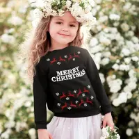B&C Kersttrui Zwart Kind - Merry Christmas Rendieren (3-4 jaar - MAAT 98/104) - Kerstkleding voor jongens & meisjes