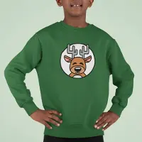 B&C Kersttrui Groen Kind - Rendier (3-4 jaar - MAAT 98/104) - Kerstkleding voor jongens & meisjes