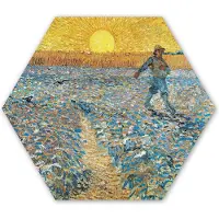 MuchoWow Hexagon wanddecoratie - Kunststof Wanddecoratie - Hexagon Schilderij - De zaaier - Vincent van Gogh - 120x103 cm