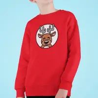 B&C Kersttrui Rood Kind - Rendier (9-11 jaar - MAAT 134/140) - Kerstkleding voor jongens & meisjes