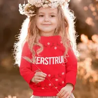 B&C Foute Kersttrui Rood Kind - Kersttrui Rendieren (7-8 jaar - MAAT 122/128) - Kerstkleding voor jongens & meisjes