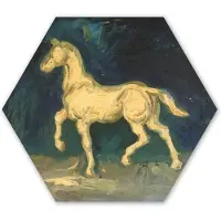 MuchoWow Hexagon wanddecoratie - Kunststof Wanddecoratie - Hexagon Schilderij - Paard - Vincent van Gogh - 120x103 cm