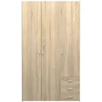 Ebuy24 Spell kledingkast 3 deuren en 3 lades eiken decor.