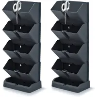 Prosperplast Set van 2x verticale kruidentuin kunststof staand/hangend modulair antraciet grijs 20 x 11 x 48 cm - Plantenpotten