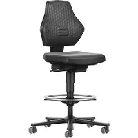 BIMOS Werkdraaistoel | wielen + voetring | kunstleer kussen zwart | 610-890 mm | 1 stuk - 9071-0551-807 9071-0551-807