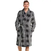 Pastunette heren badjas Fleece - 115CM - Ruit - L - Grijs