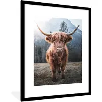 PosterMonkey Fotolijst - Poster - Schotse hooglander - Koe - Dieren - Berg - Posterlijst - Foto in lijst - 60x80 cm - Poster met lijst - Kamer decoratie - Poster dieren - Poster Schotse hooglander - Foto lijst