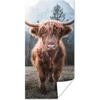 PosterMonkey Poster - Schotse hooglander - Koe - Dieren - Natuur - Industrieel - Fotoposter - Muurposter - Woonkamer decoratie - Muurposters slaapkamer - Dierenposter - 20x40 cm - Muurdecoratie