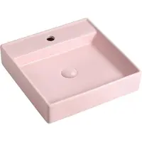 Guido Gusto Wastafel Andrea 44x44x10cm mat roze met 1 kraangat inclusief afvoerplug