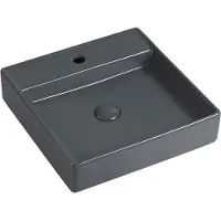 Guido Gusto Wastafel Andrea 44x44x10cm mat antraciet met 1 kraangat inclusief afvoerplug