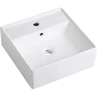 Guido Gusto Wastafel Isabella 40x40x15cm glans wit met 1 kraangat en overloop