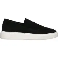 Manfield Zwarte suède loafers met sportieve zool | Maat 45
