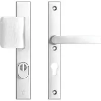 Axa Edge Plus veiligheidsbeslag voordeur rechth. smalschild D-knop/Blok-kruk PC92 met kerntrekbeveiliging SKG3 - aluminium