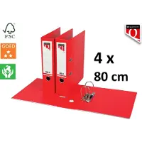 Quantore 4 x Ordner - A4 - 80mm breed - PP kunststof - rood