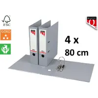 Quantore 4 X Ordner - A4 - 80mm breed - PP kunststof - grijs