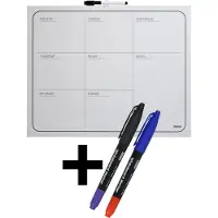 Desq Weekplanner met Stiften - Whiteboard - Frameloos - Magnetisch - Droog Uitwisbaar - Agenda indeling - 40 x 50 cm