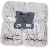 Wicotex Plaid-dekens-fleece plaid kunst bont Snow 150x200cm wit bruin polyester hoog polig