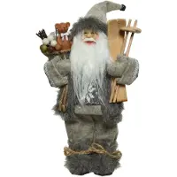 Décoris Kerstman H45cm grijs polyester grijs Polyester Kerstman pop