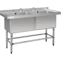 Vogue RVS Spoeltafel | Dubbele Afwasbak | 141x60x90 cm (90 tot 150 cm)