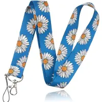 LGT JWLS Sleutelkoord of Tassenhanger met Madelief Print Blauw
